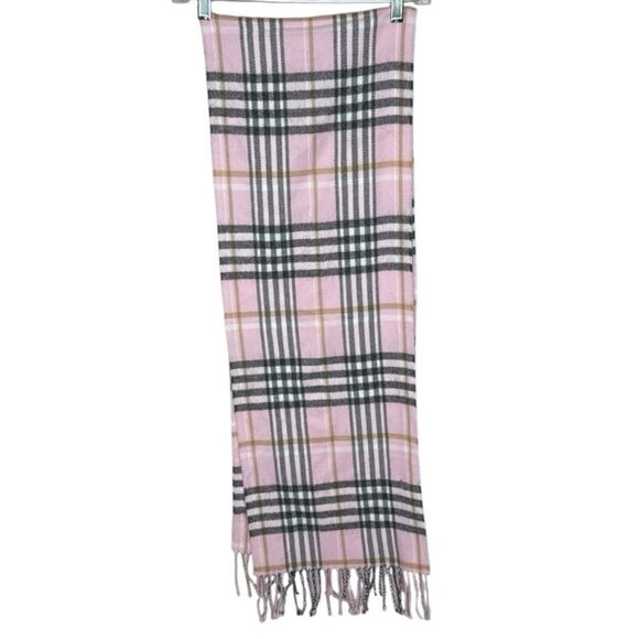 Cashmere Finished Firenza Italia Pink Plaid Women's Scarf. NWT. - Picture 2 of 10